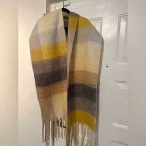 Striped Yellow and Gray Scarf